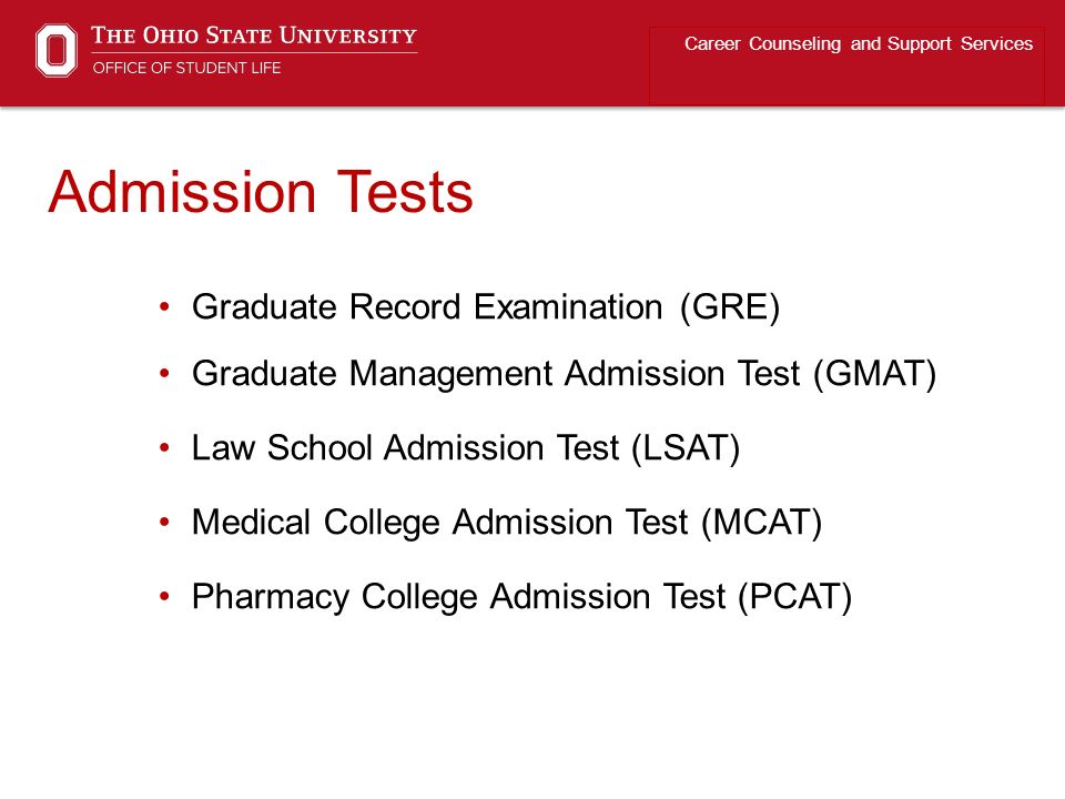 Admission Tests Graduate Record Examination (GRE)