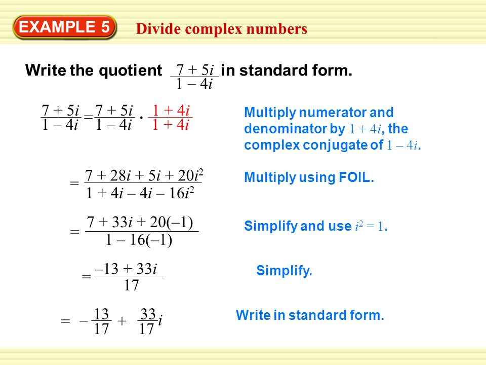 Divide complex numbers
