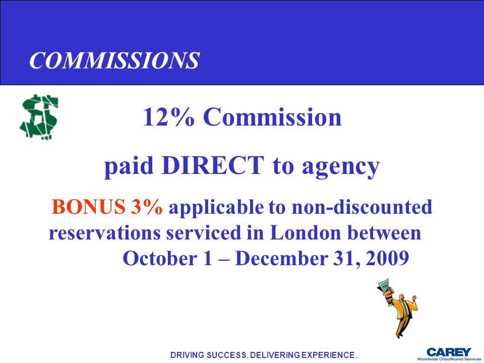 12% Commission paid DIRECT to agency