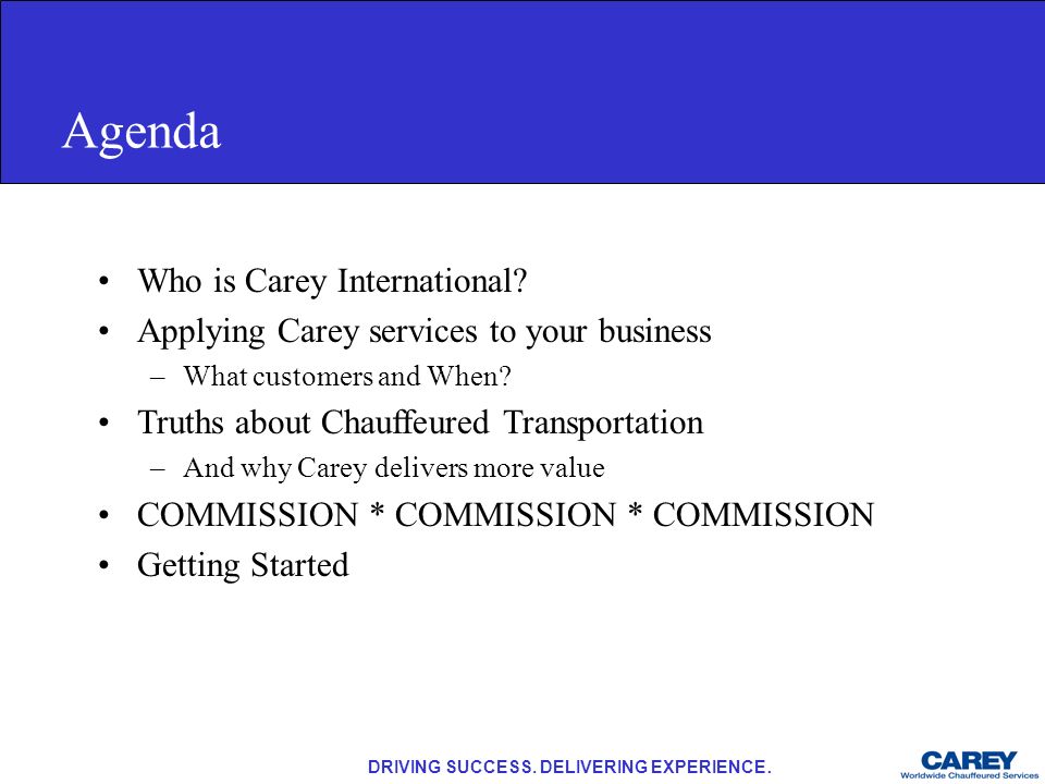 Agenda Who is Carey International