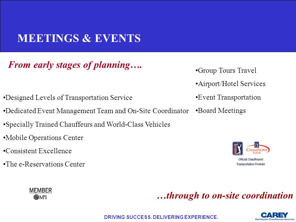 MEETINGS & EVENTS From early stages of planning….