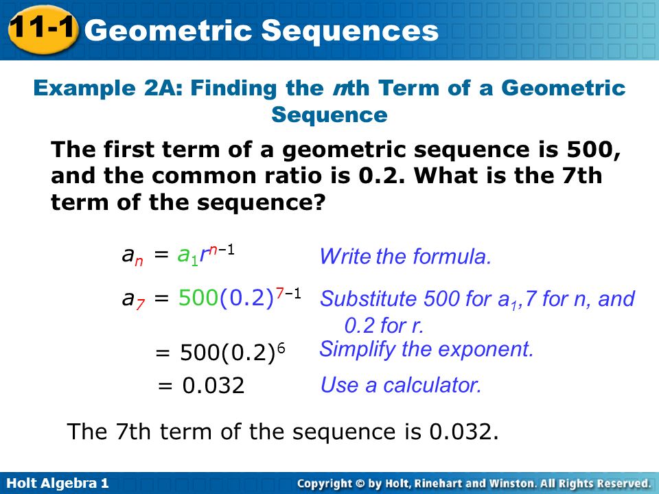 Example 2A: Finding the nth Term of a Geometric Sequence