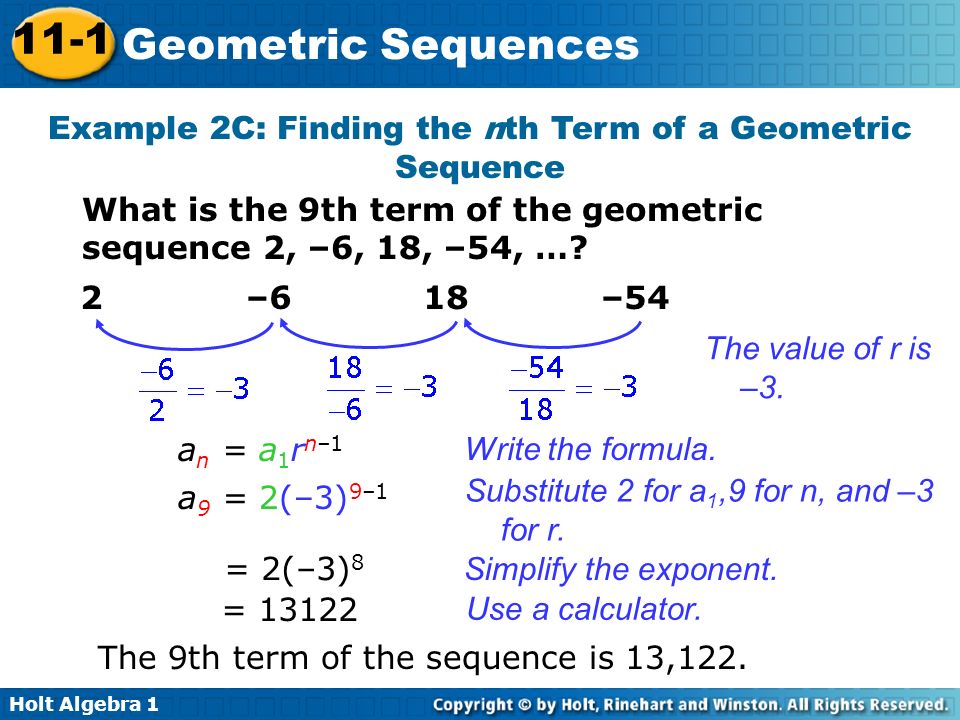 Example 2C: Finding the nth Term of a Geometric Sequence