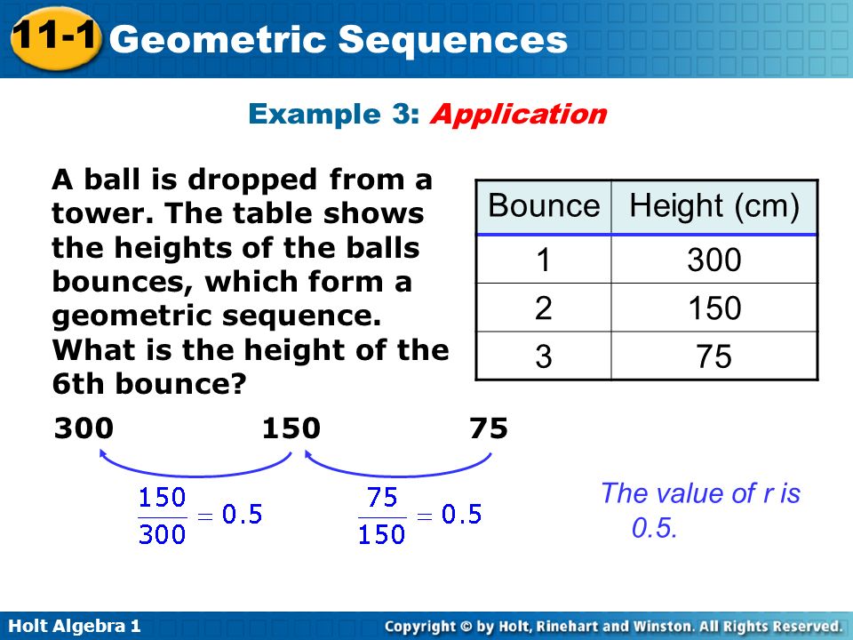 Bounce Height (cm) Example 3: Application