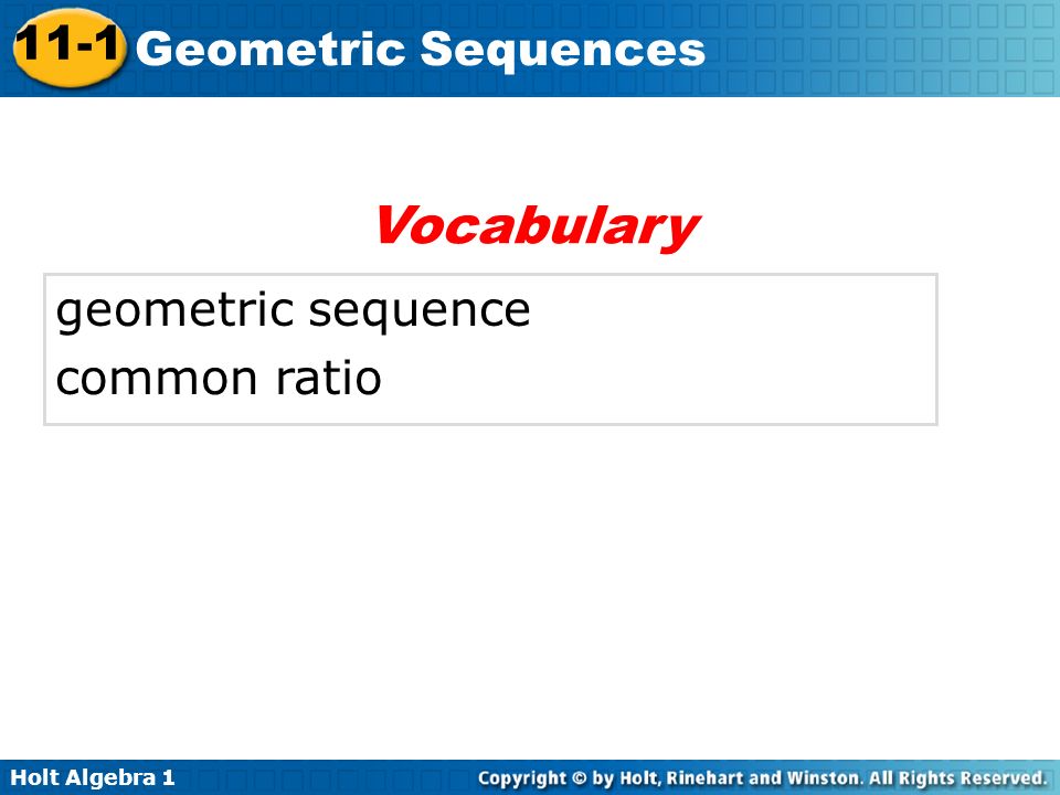 Vocabulary geometric sequence common ratio