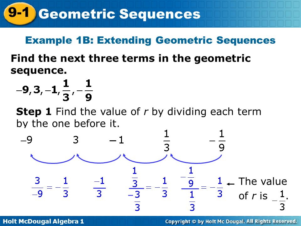 Example 1B: Extending Geometric Sequences