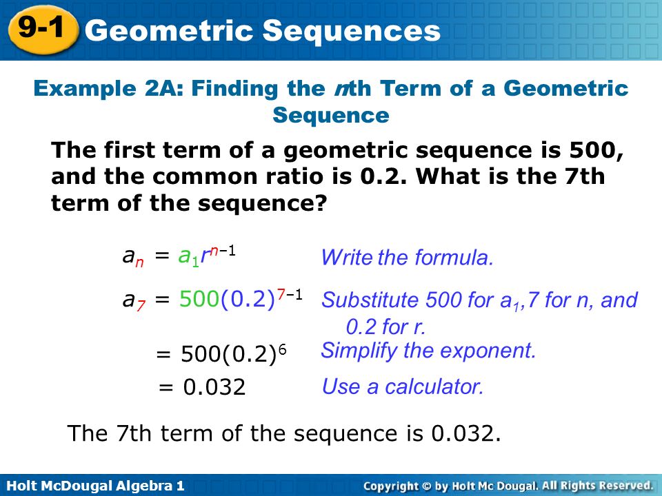 Example 2A: Finding the nth Term of a Geometric Sequence