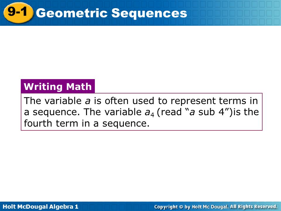The variable a is often used to represent terms in a sequence