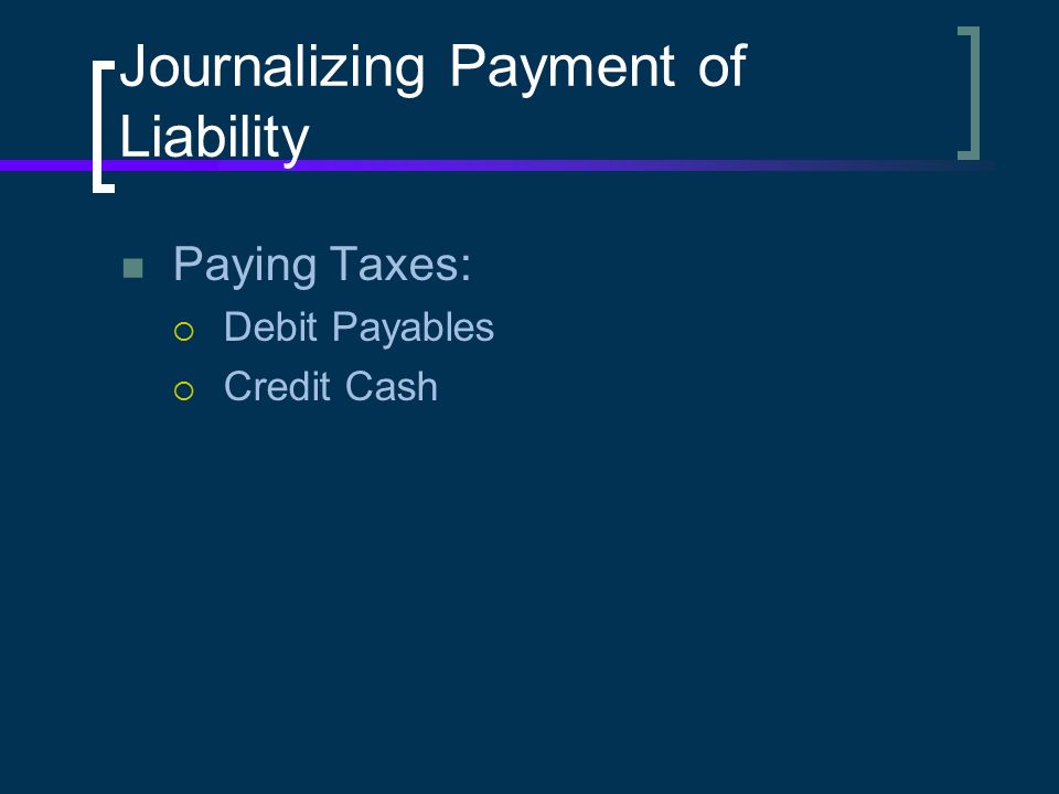 Journalizing Payment of Liability