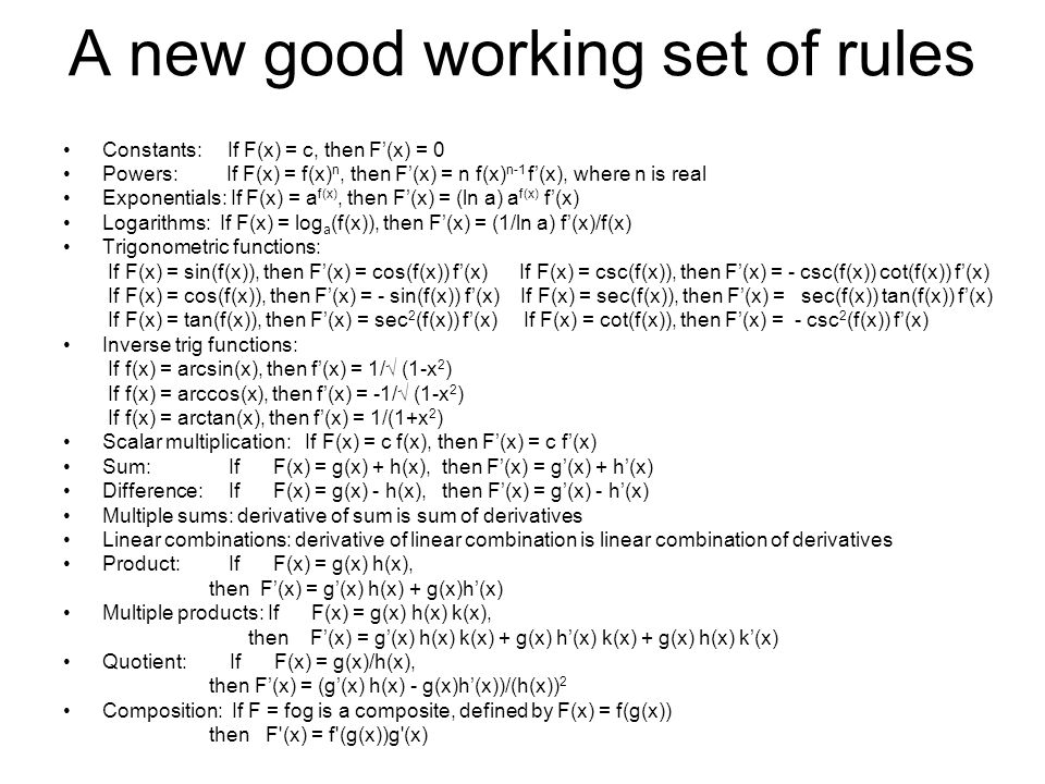 A new good working set of rules