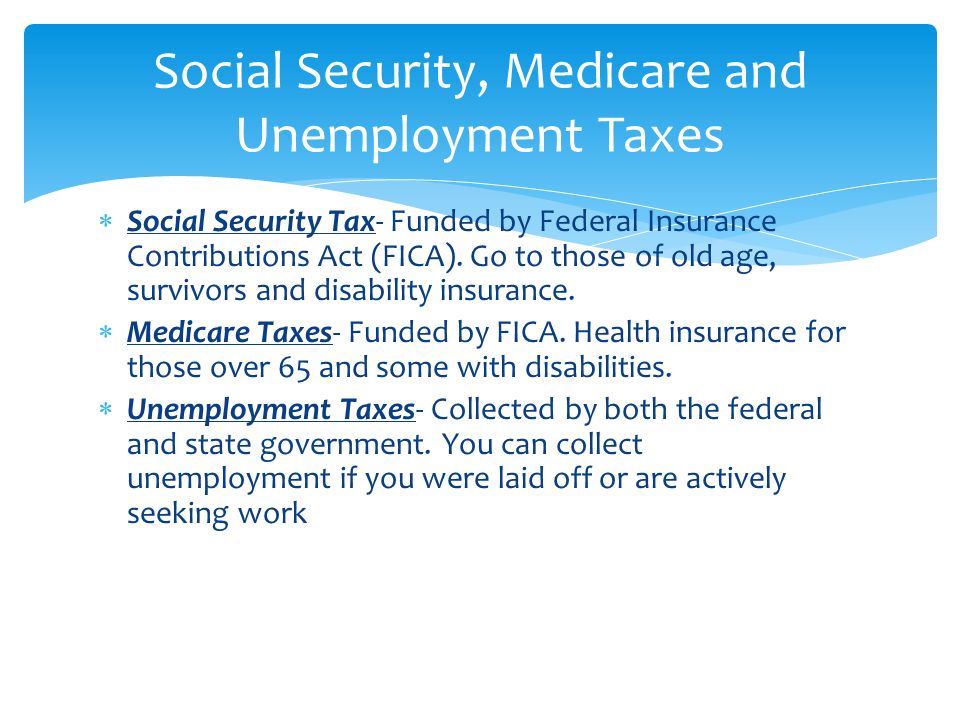 Social Security, Medicare and Unemployment Taxes