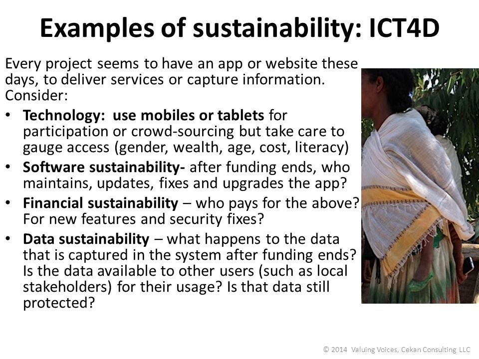 Examples of sustainability: ICT4D