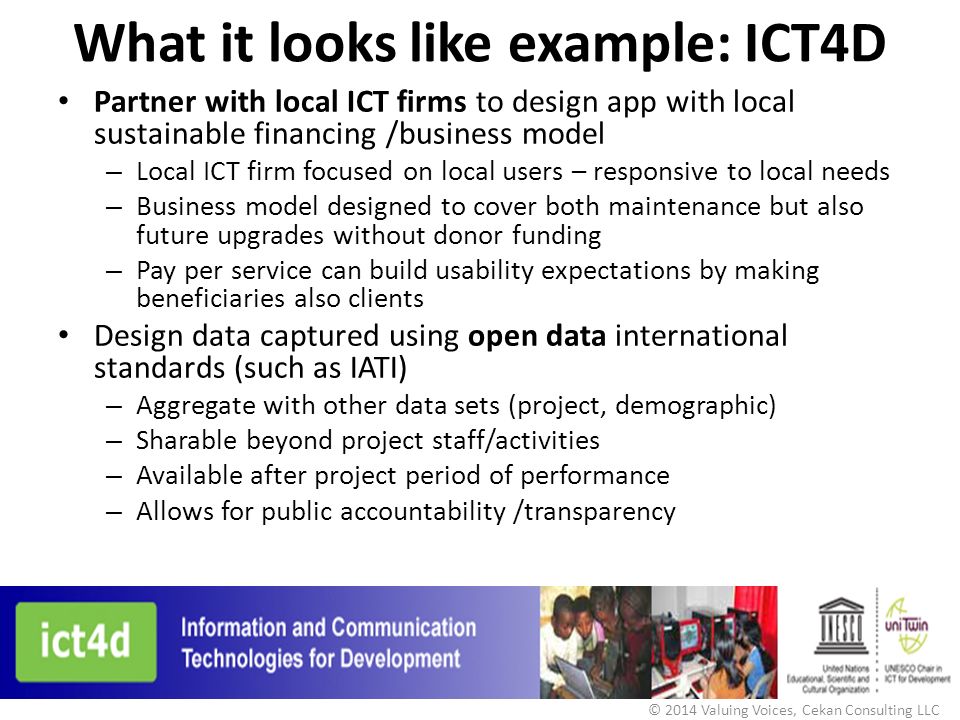 What it looks like example: ICT4D