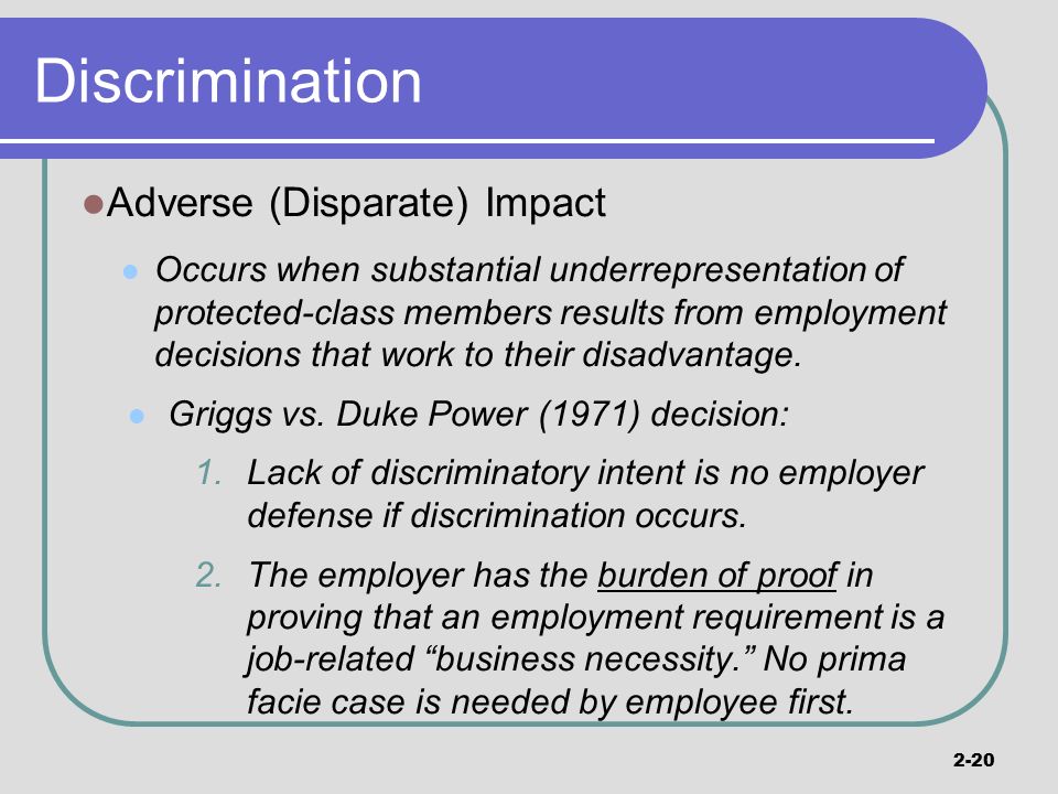 Discrimination Adverse (Disparate) Impact