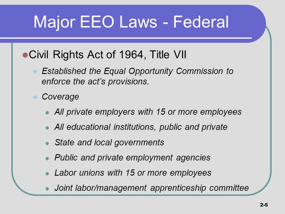 Major EEO Laws - Federal