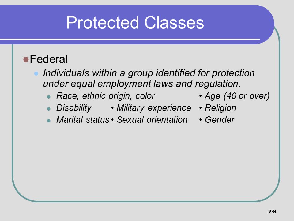 Protected Classes Federal