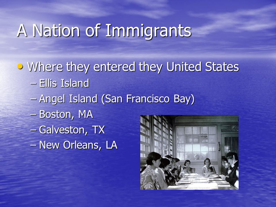 A Nation of Immigrants Where they entered they United States