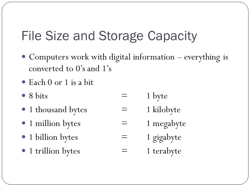 File Size and Storage Capacity