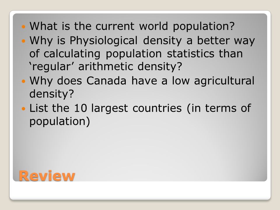 Review What is the current world population
