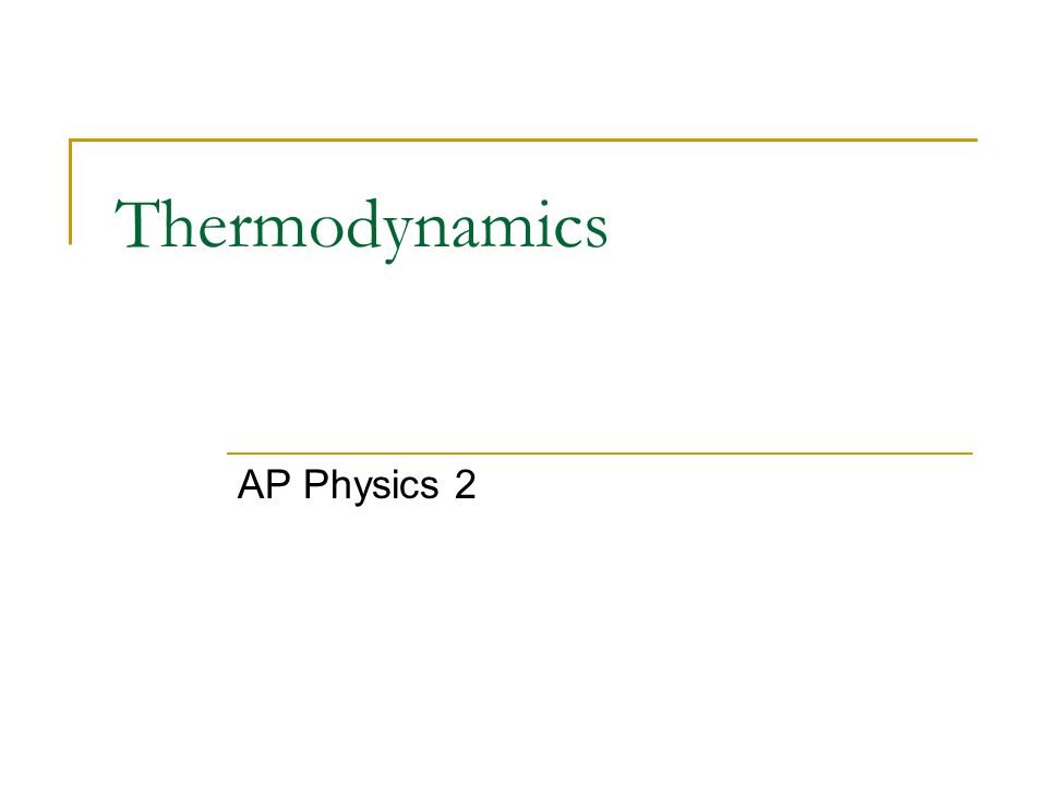 Thermodynamics AP Physics 2