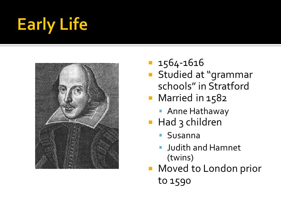 Early Life Studied at grammar schools in Stratford
