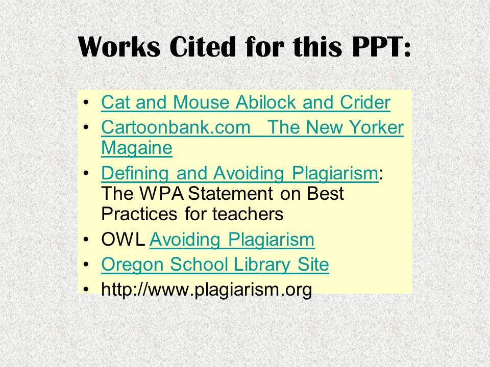 Works Cited for this PPT: