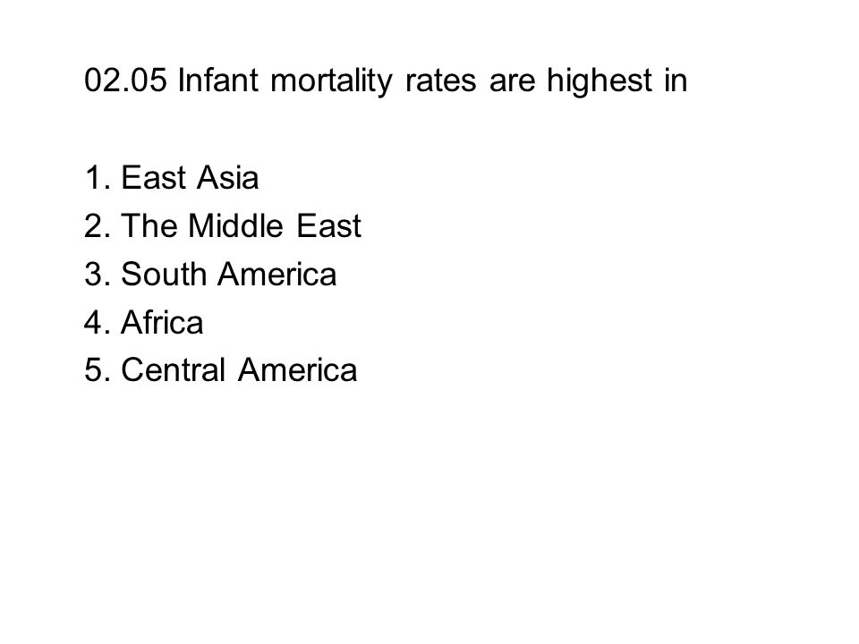 02.05 Infant mortality rates are highest in