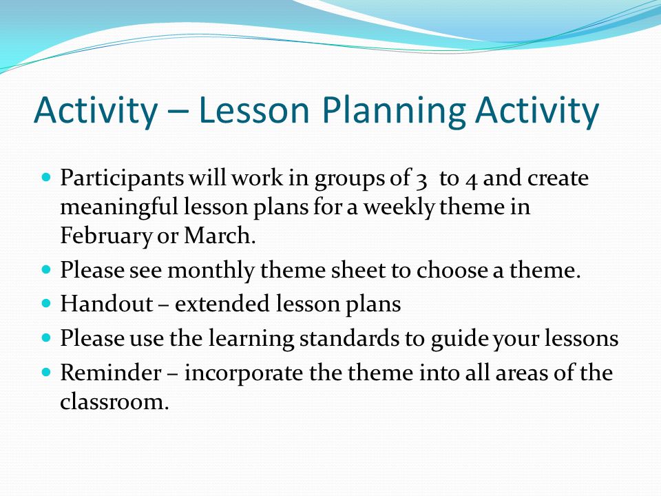 Activity – Lesson Planning Activity