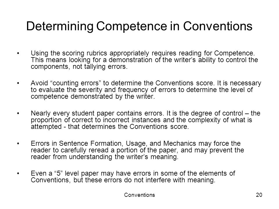 Determining Competence in Conventions