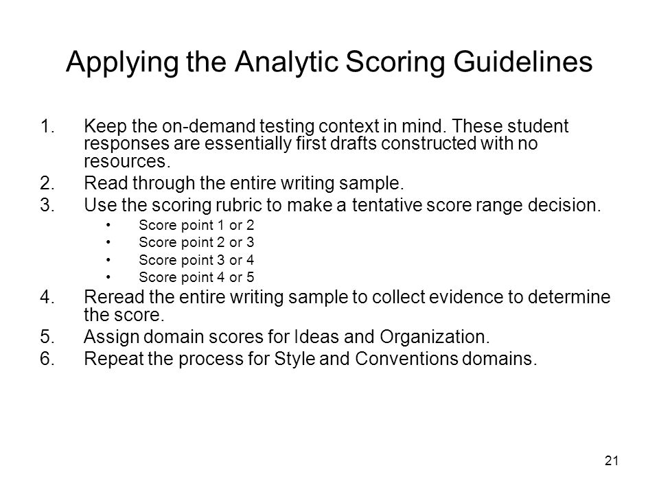 Applying the Analytic Scoring Guidelines