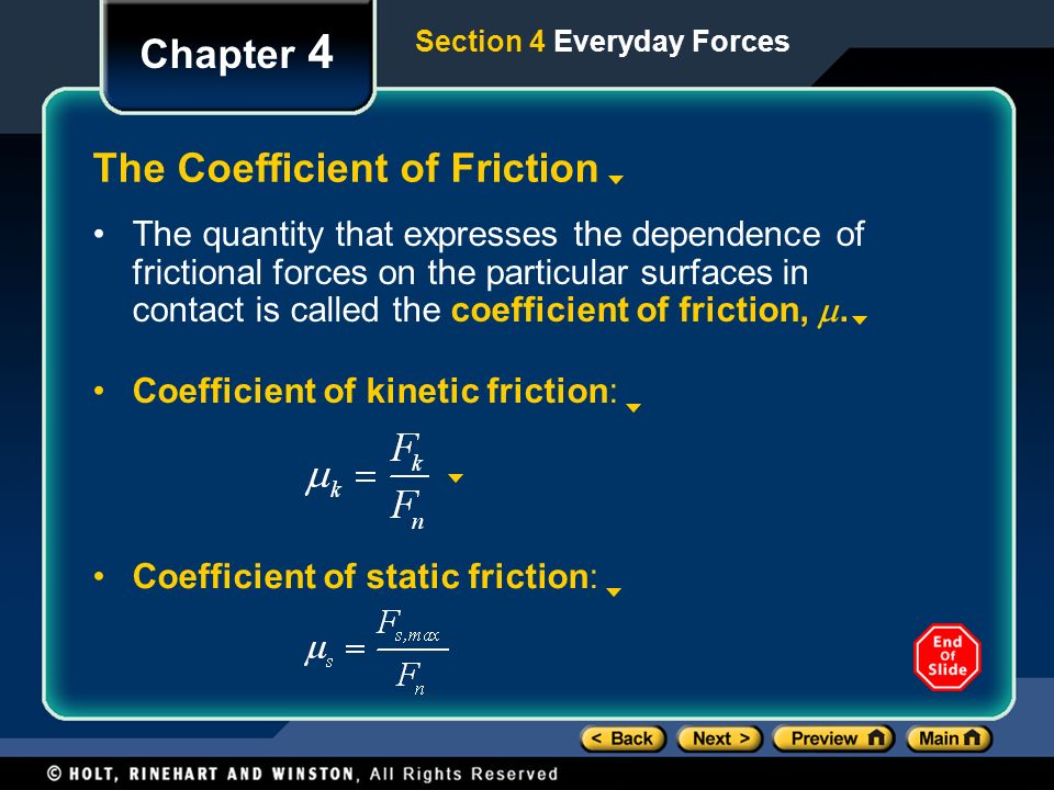 The Coefficient of Friction