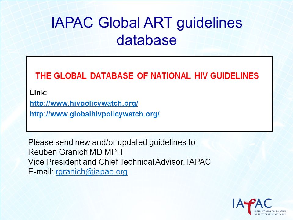 IAPAC Global ART guidelines database