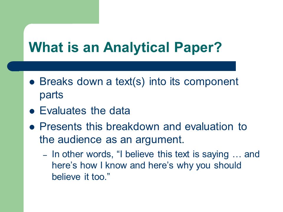 What is an Analytical Paper
