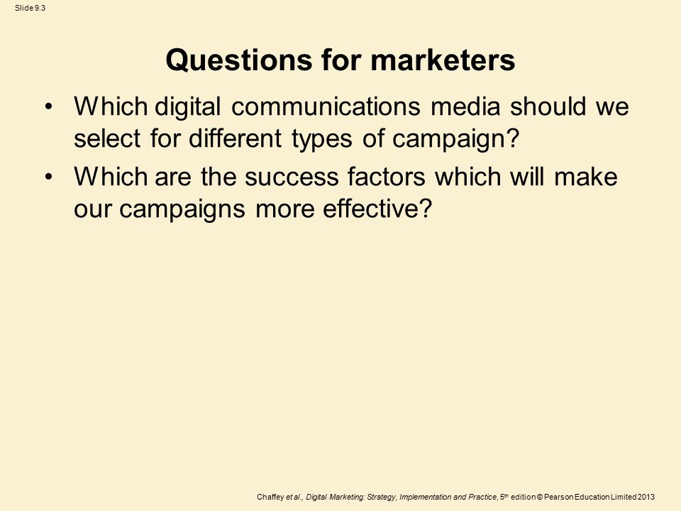 Questions for marketers