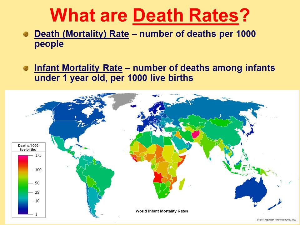 What are Death Rates Death (Mortality) Rate – number of deaths per 1000 people.