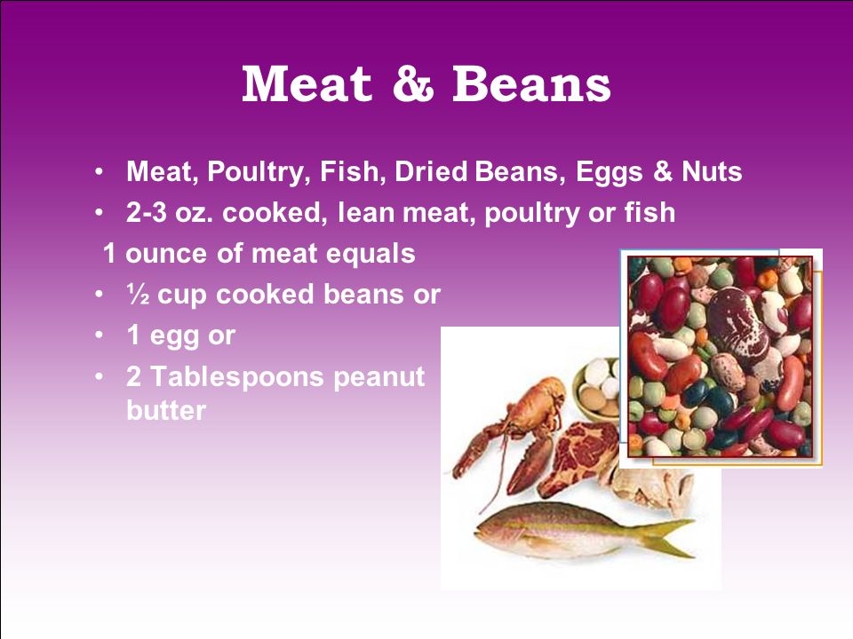 Meat & Beans Meat, Poultry, Fish, Dried Beans, Eggs & Nuts