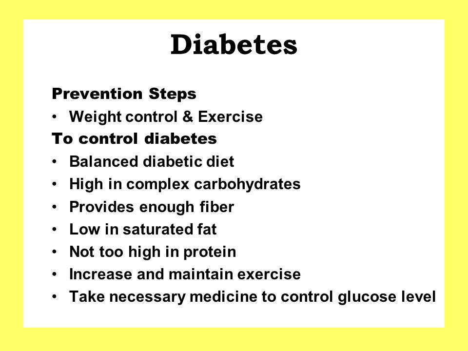 Diabetes Prevention Steps Weight control & Exercise