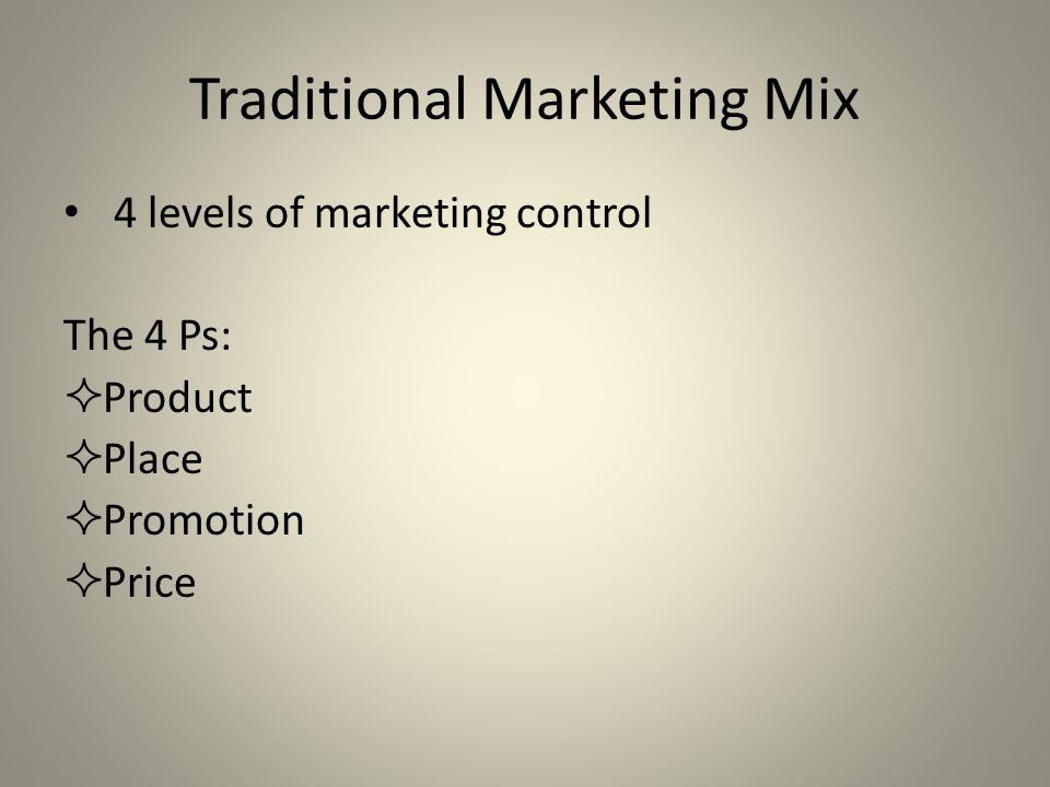Traditional Marketing Mix