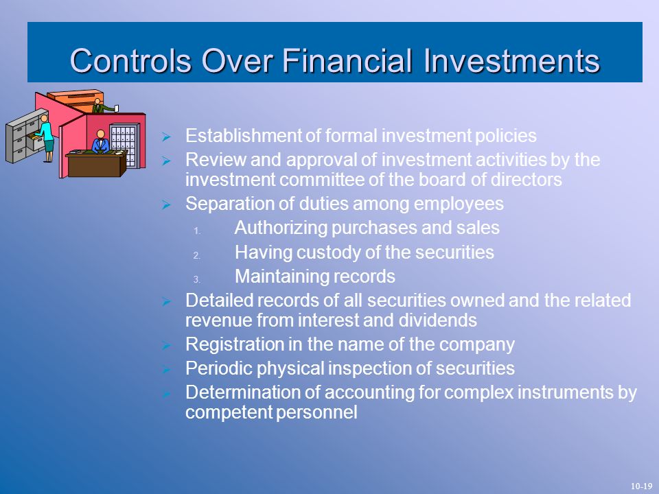Controls Over Financial Investments