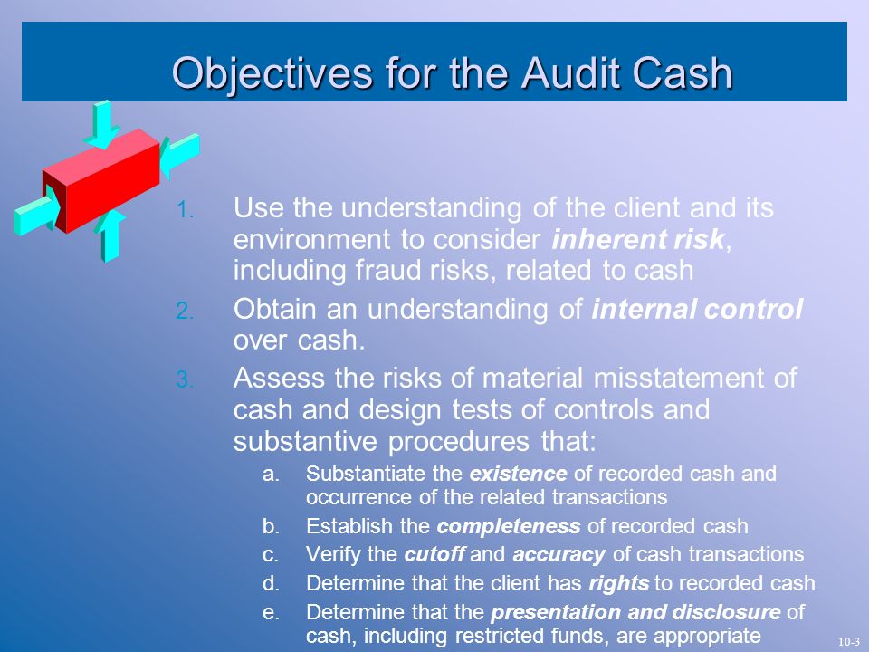 Objectives for the Audit Cash