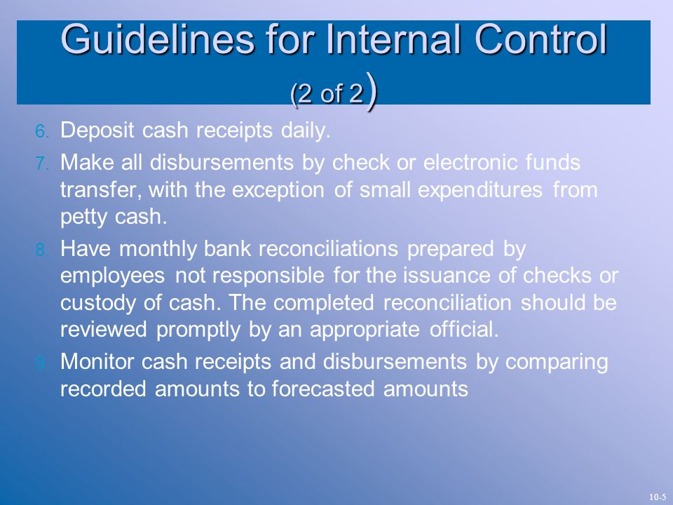 Guidelines for Internal Control (2 of 2)
