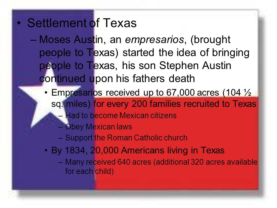 Settlement of Texas