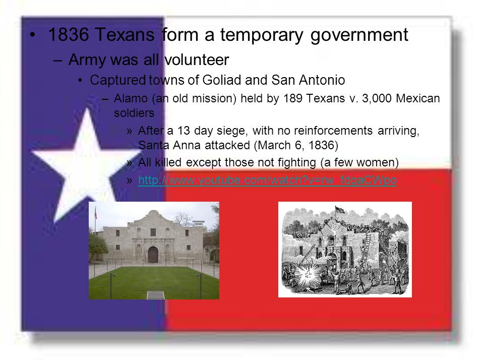 1836 Texans form a temporary government