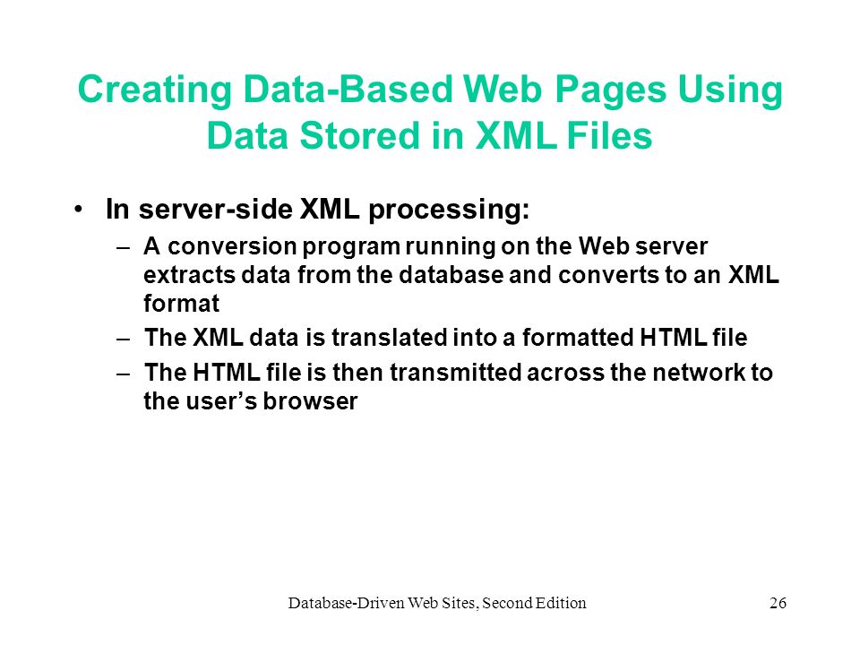Creating Data-Based Web Pages Using Data Stored in XML Files
