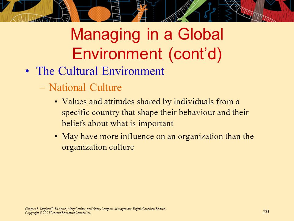 Managing in a Global Environment (cont’d)