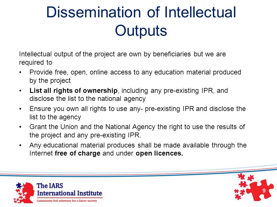 Dissemination of Intellectual Outputs