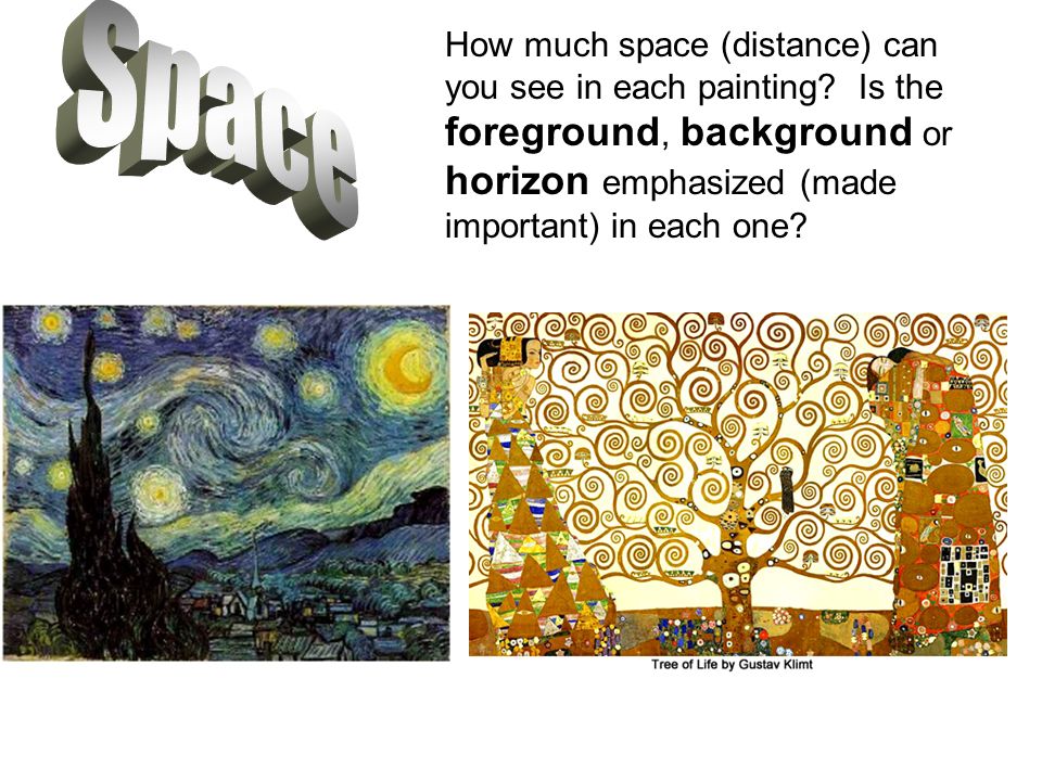 How much space (distance) can you see in each painting