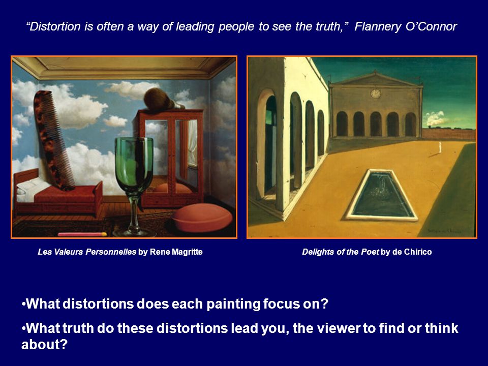 What distortions does each painting focus on