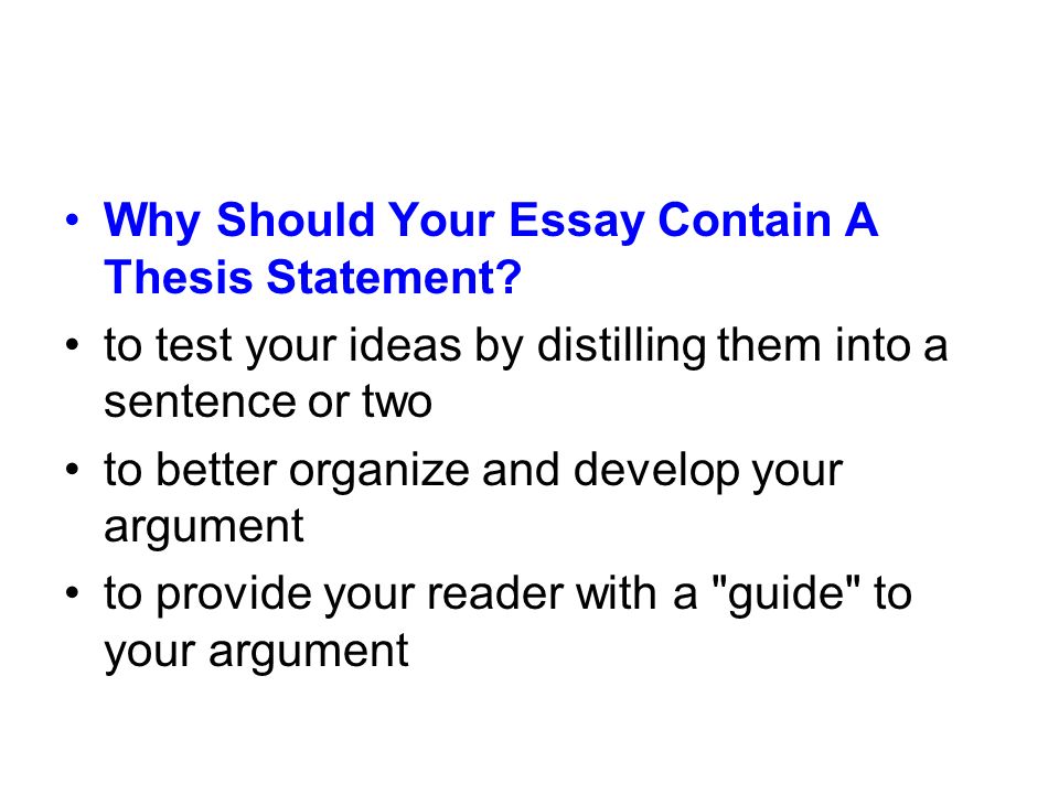 Why Should Your Essay Contain A Thesis Statement