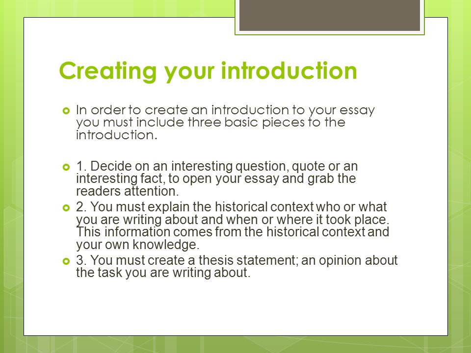 Creating your introduction